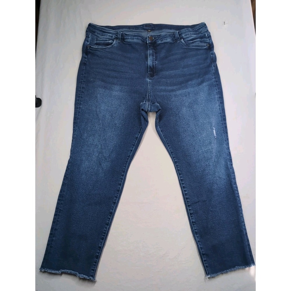 Kut From The Kloth 22W Jeans High Rise‎ Ankle Straight Leg Distressed Stretchy